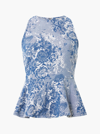 Charlotte Denim Jacquard Peplum Top