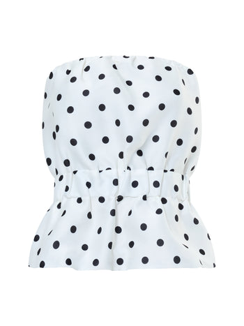 Strapless Polka Dot Peplum Top