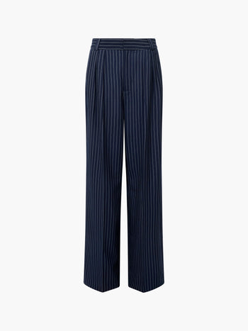 Pinstripe Tailored Wide Leg Trousers