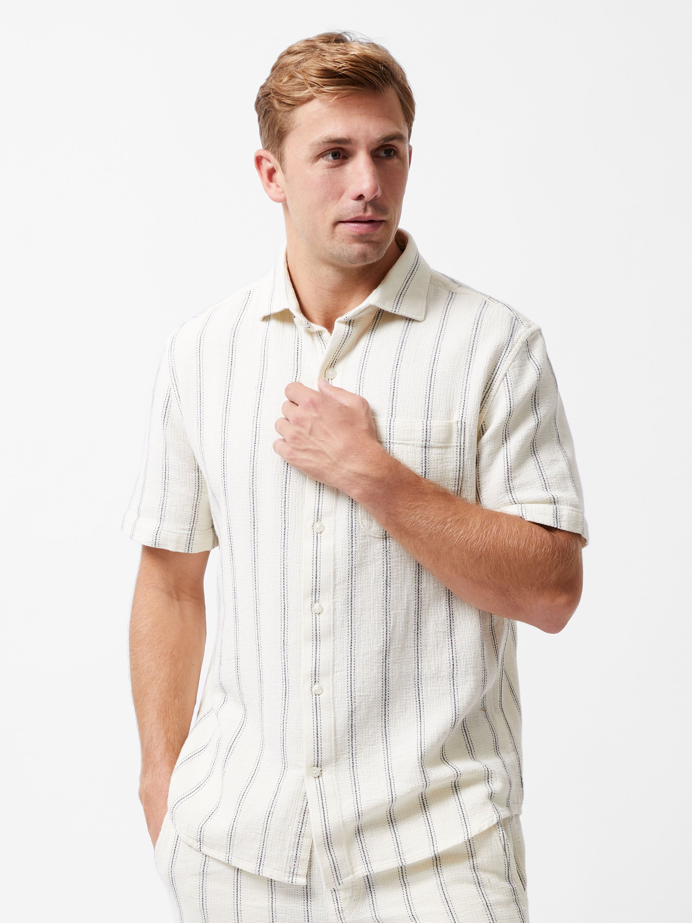 Textured Stripe Short Sleeve Shirt