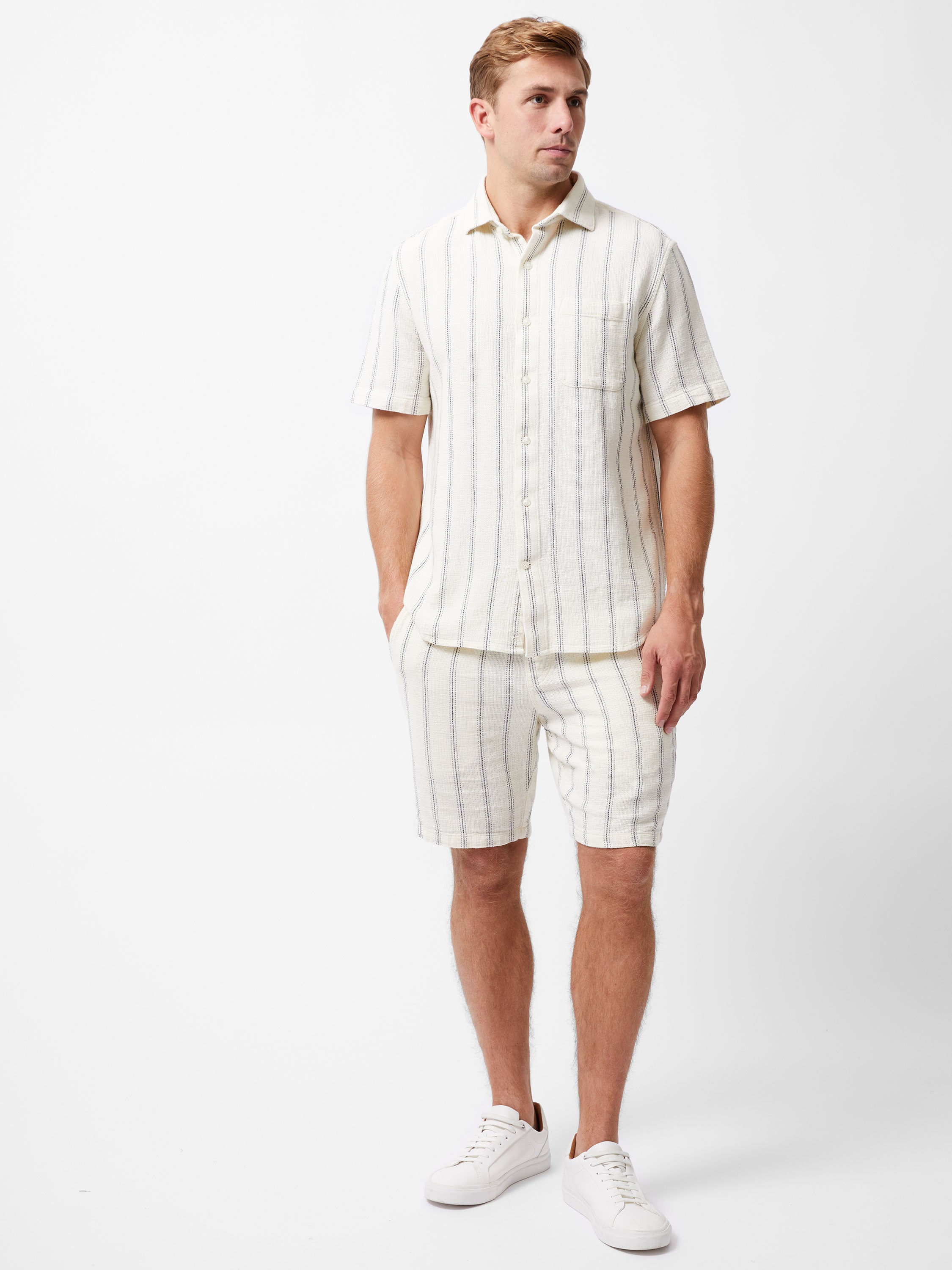 Textured Stripe Short Sleeve Shirt