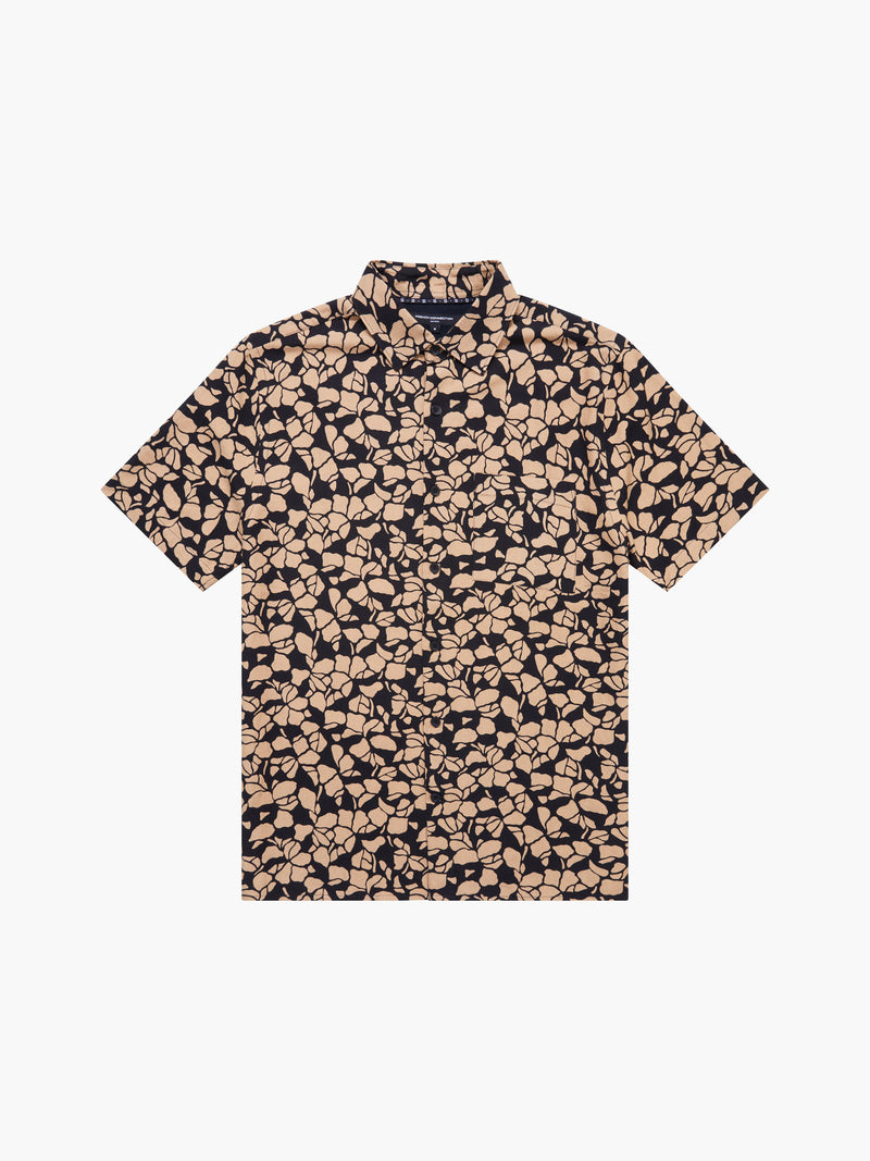 Linen Blend Printed Short Sleeve Shirt