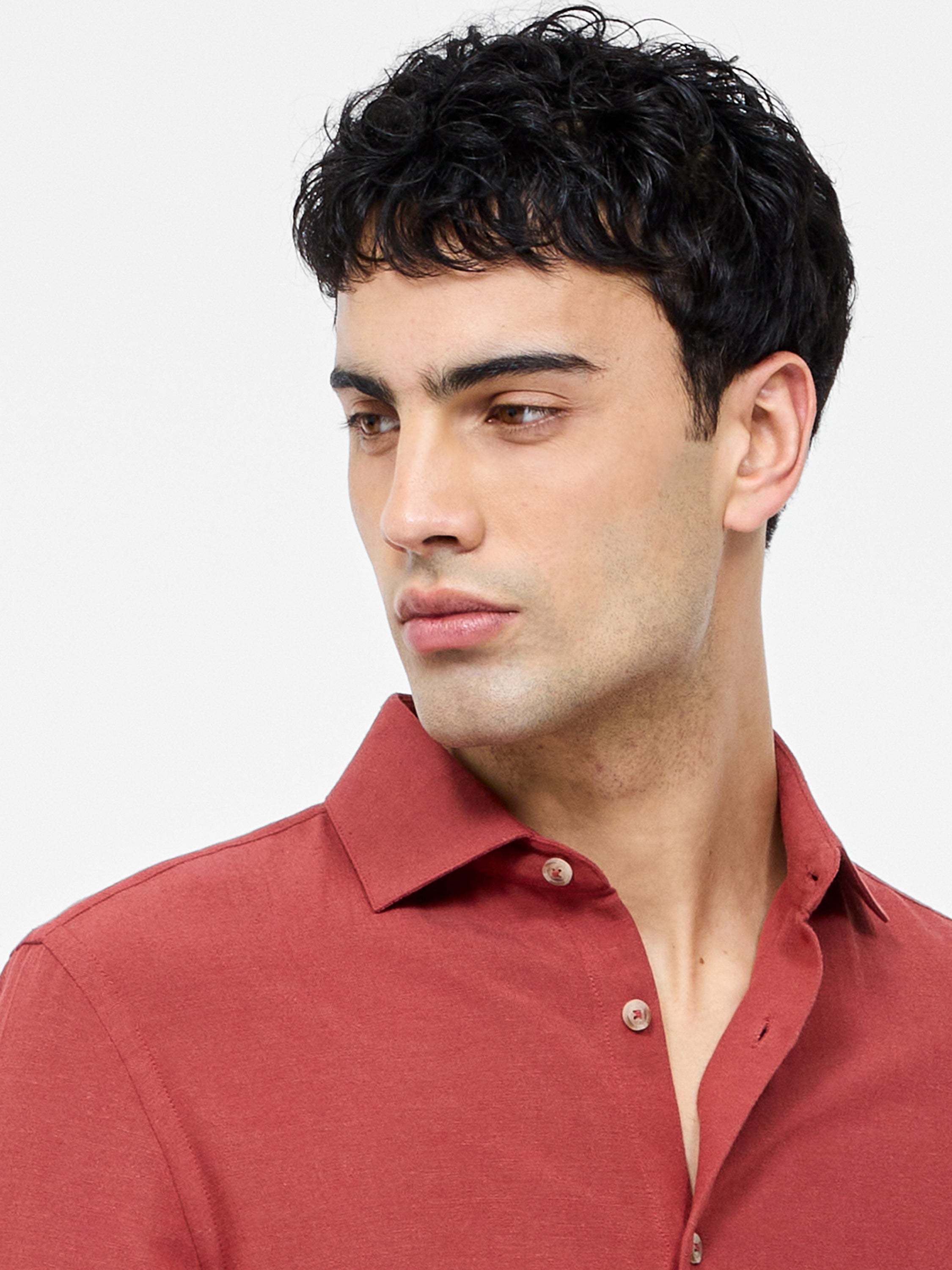 Long Sleeve Linen Blend Shirt