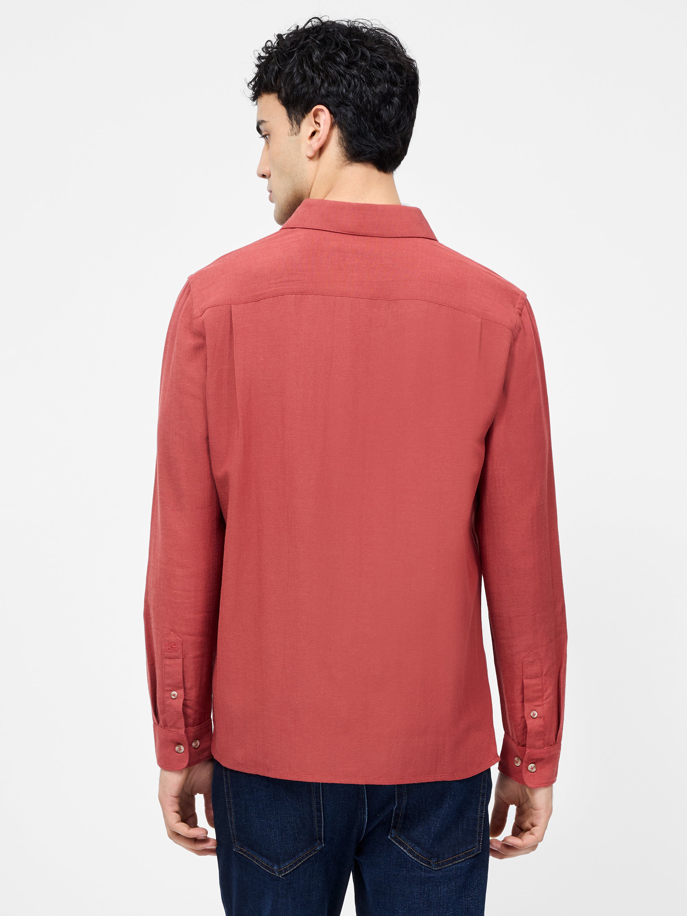 Long Sleeve Linen Blend Shirt
