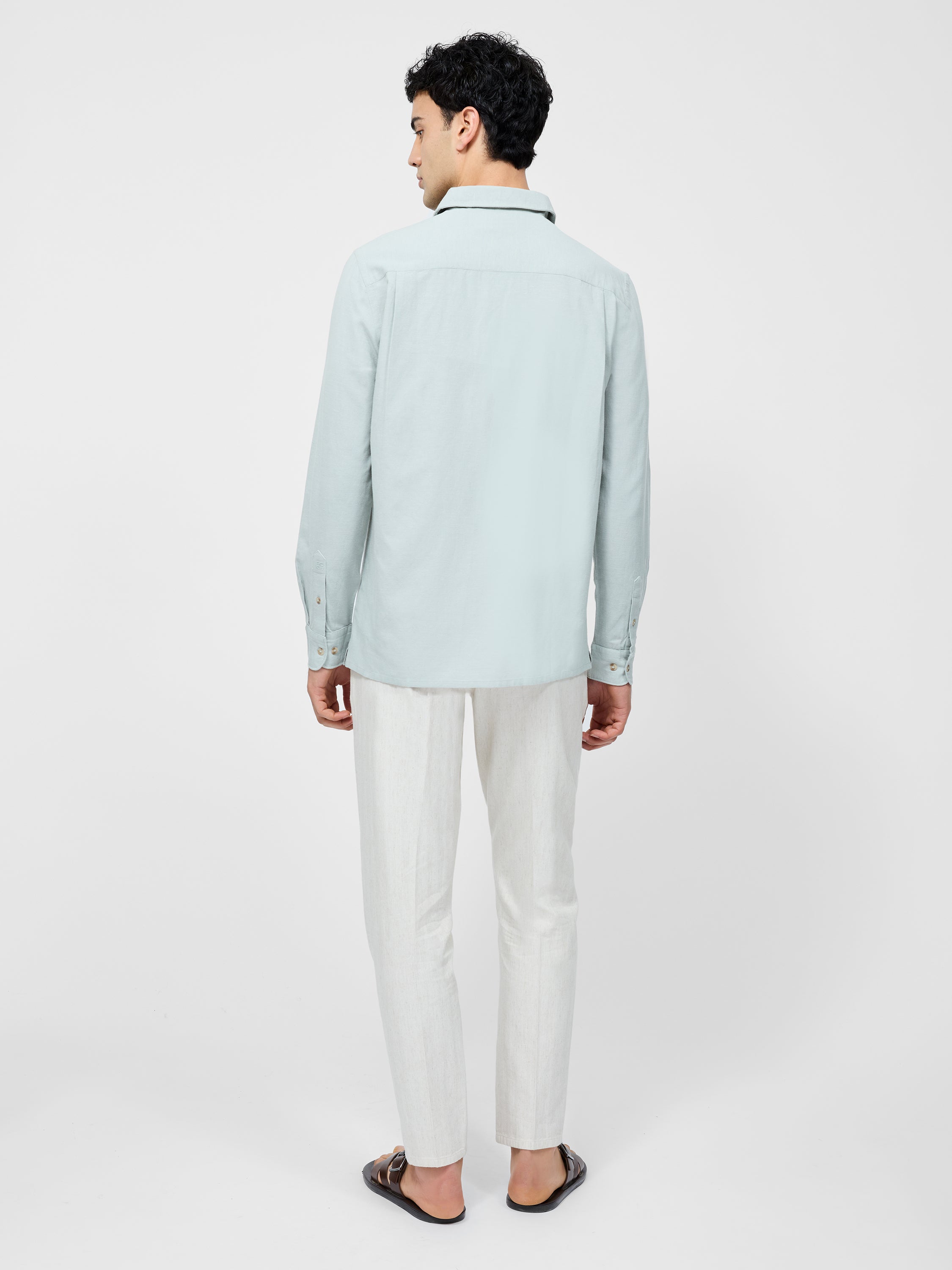 Long Sleeve Linen Blend Shirt