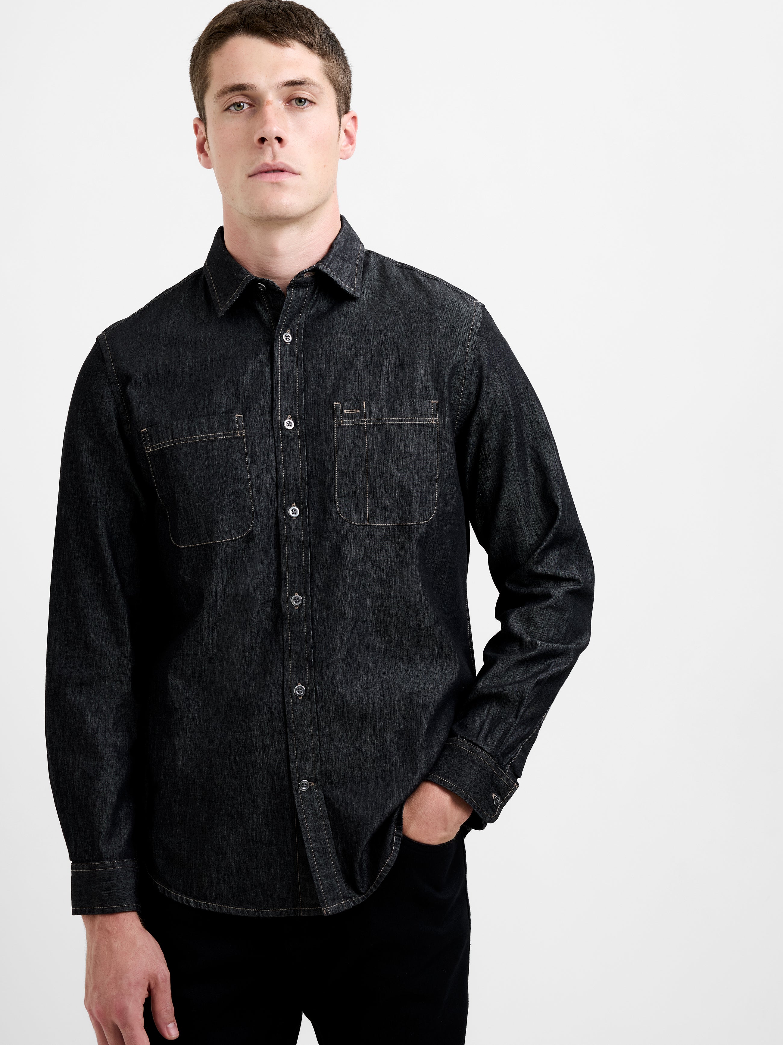 Long Sleeve Regular Fit Denim Shirt