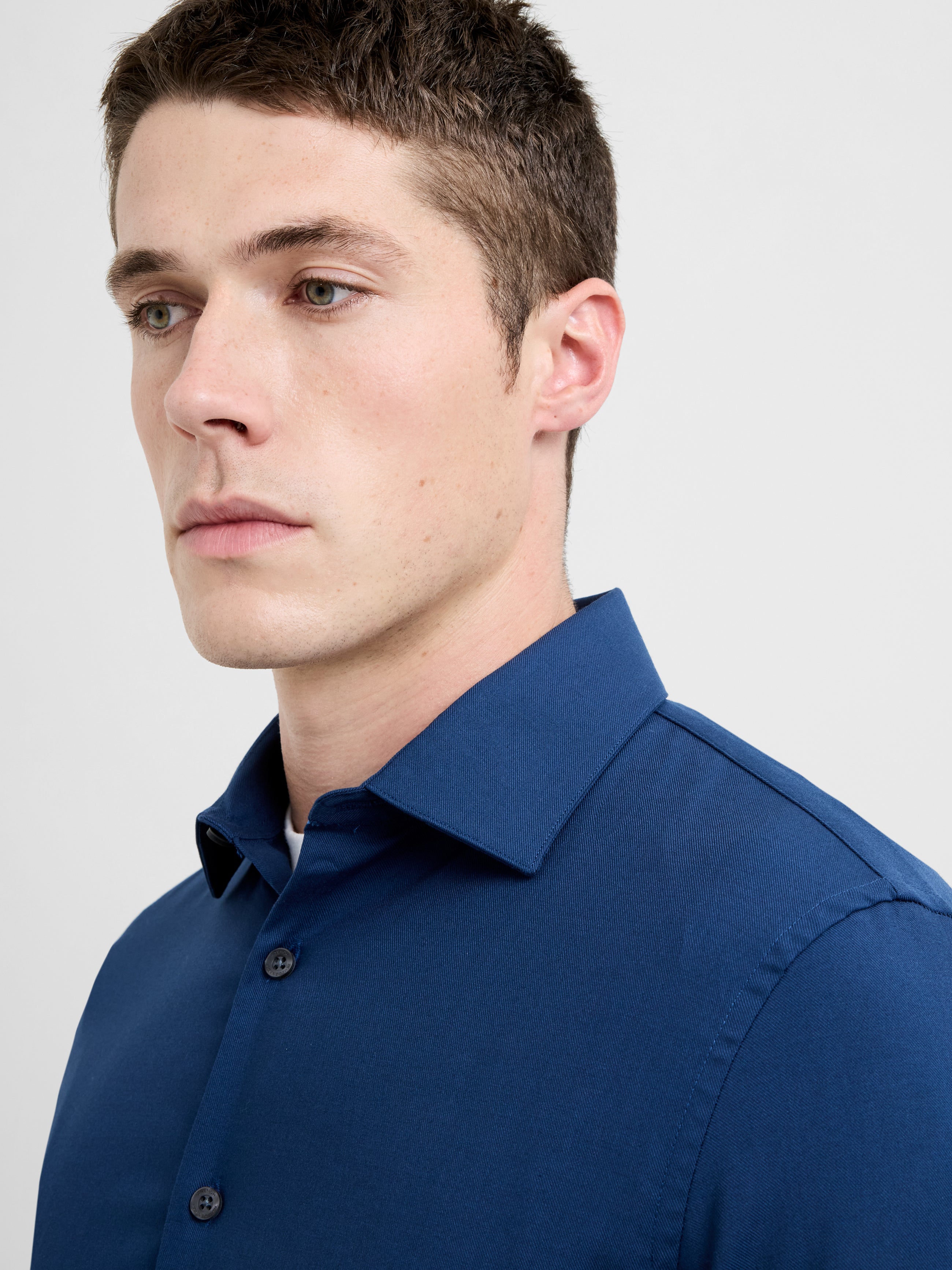 Slim Fit Wool Blend Long Sleeve Shirt