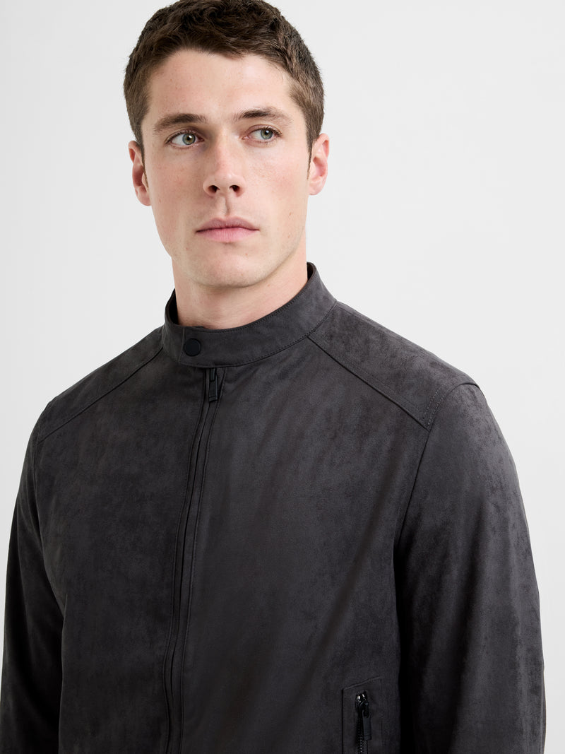 Faux Suede Bomber Jacket