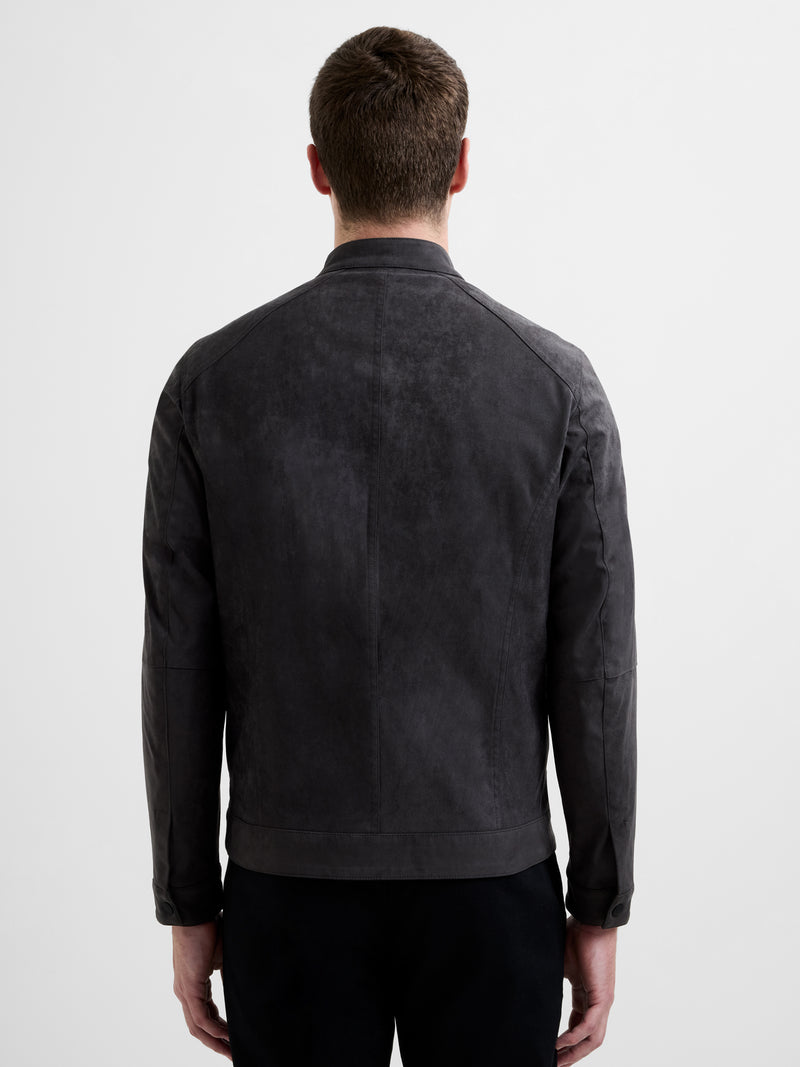 Faux Suede Bomber Jacket