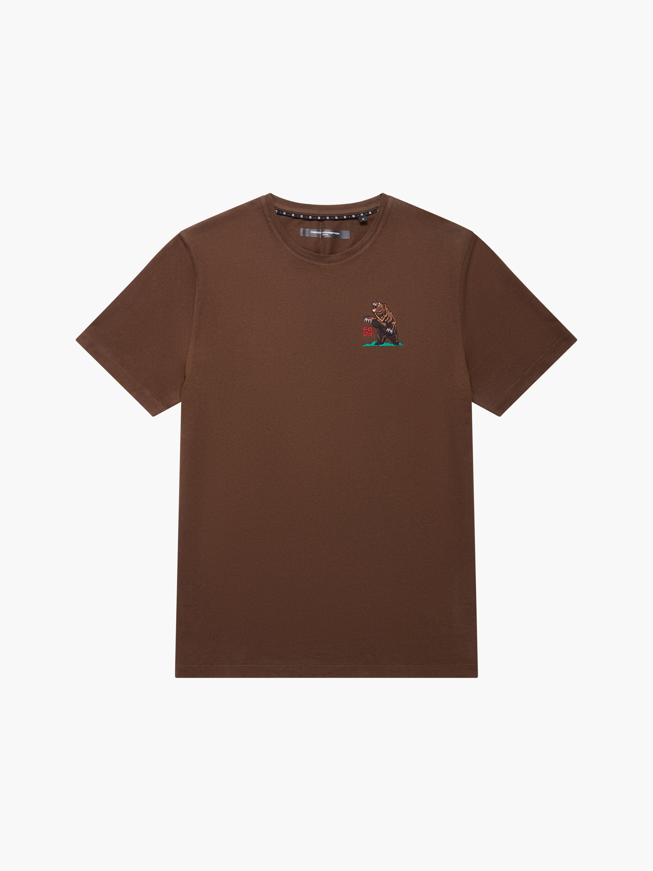 Embroidered Bear Organic Graphic T-Shirt