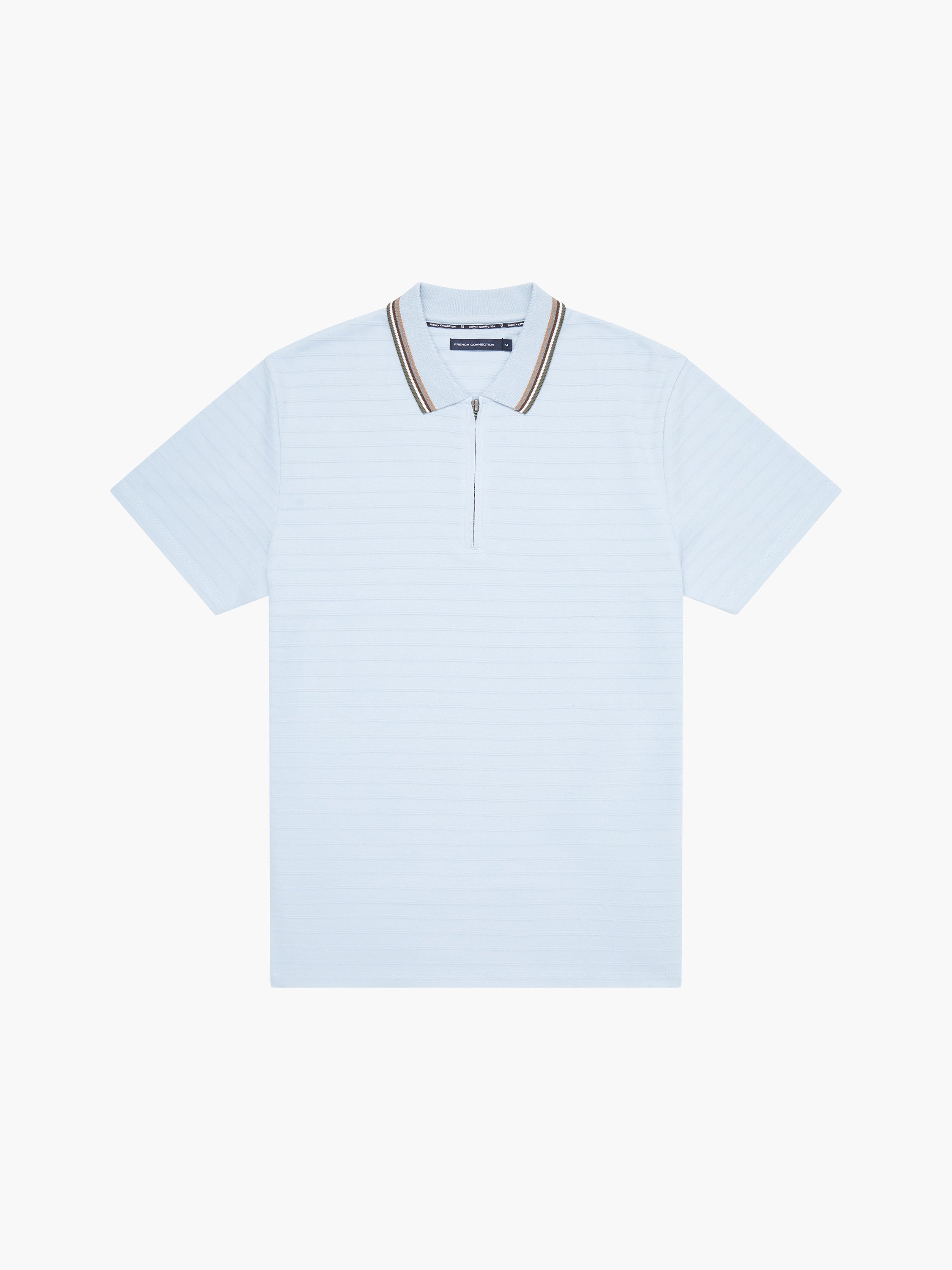 Tipped Collar Zip Polo Shirt