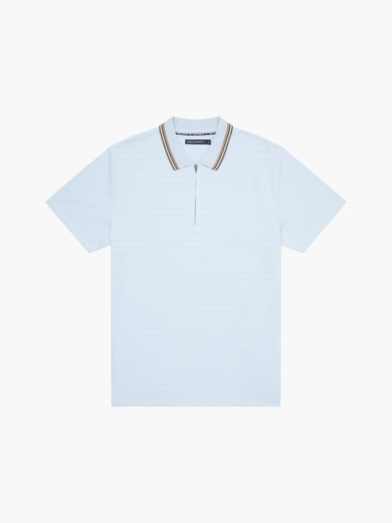 Tipped Collar Zip Polo Shirt