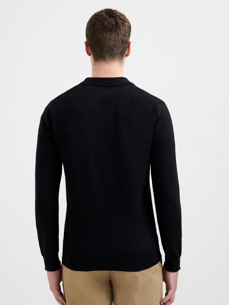 3 Button Long Sleeve Knit Polo Shirt