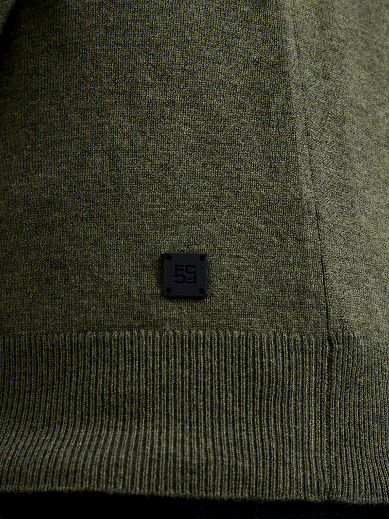 3 Button Long Sleeve Knit Polo Shirt