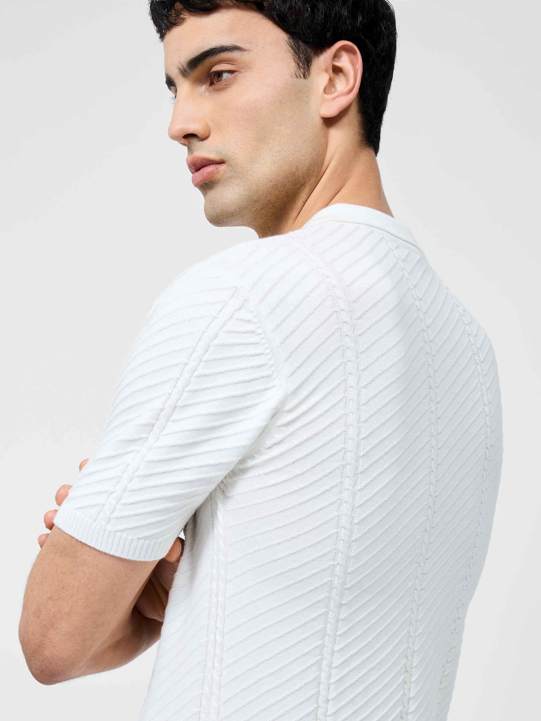 Vertical Textured Stripe Polo