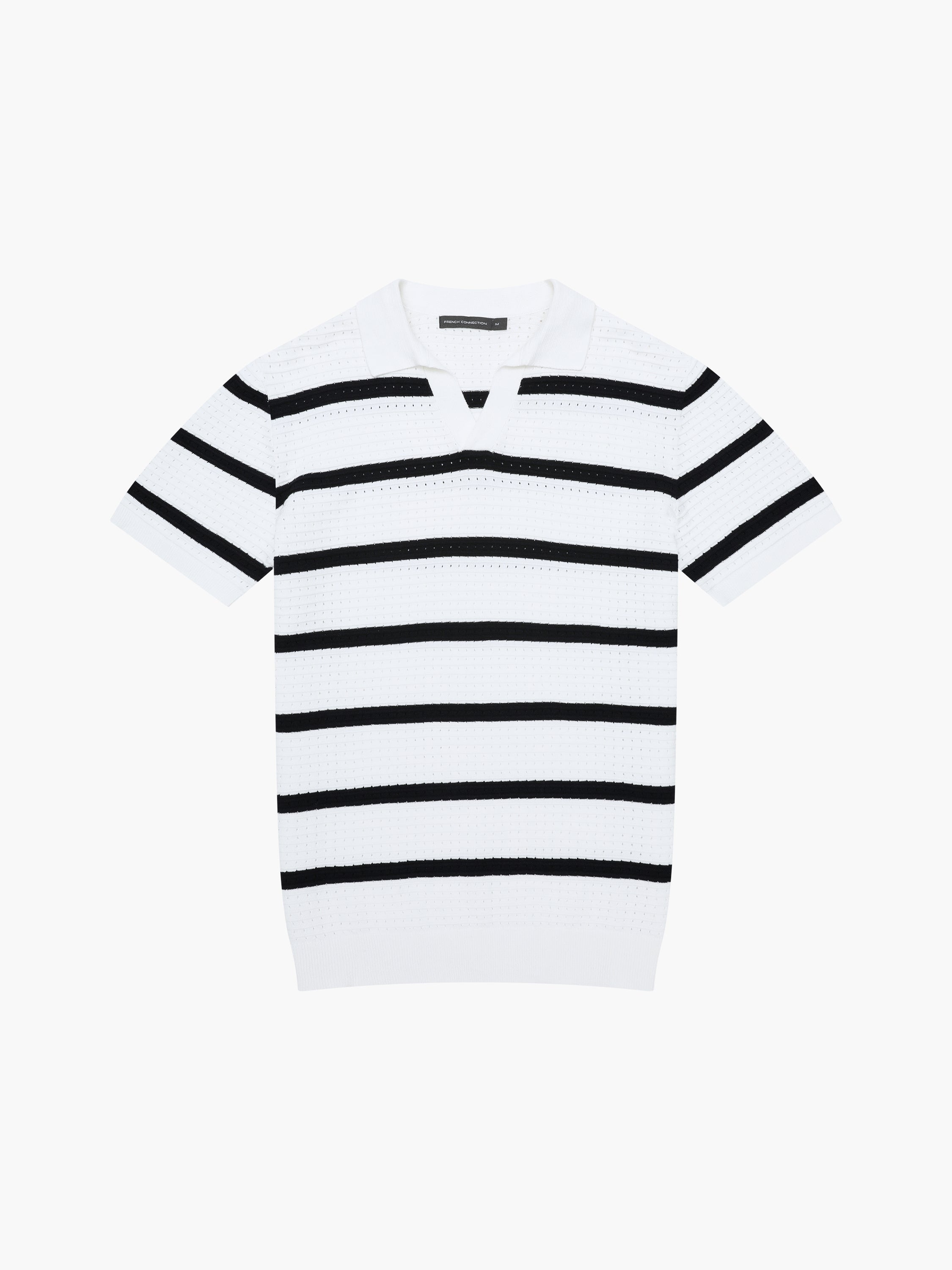 Striped Textured Trophy Neck Shirt