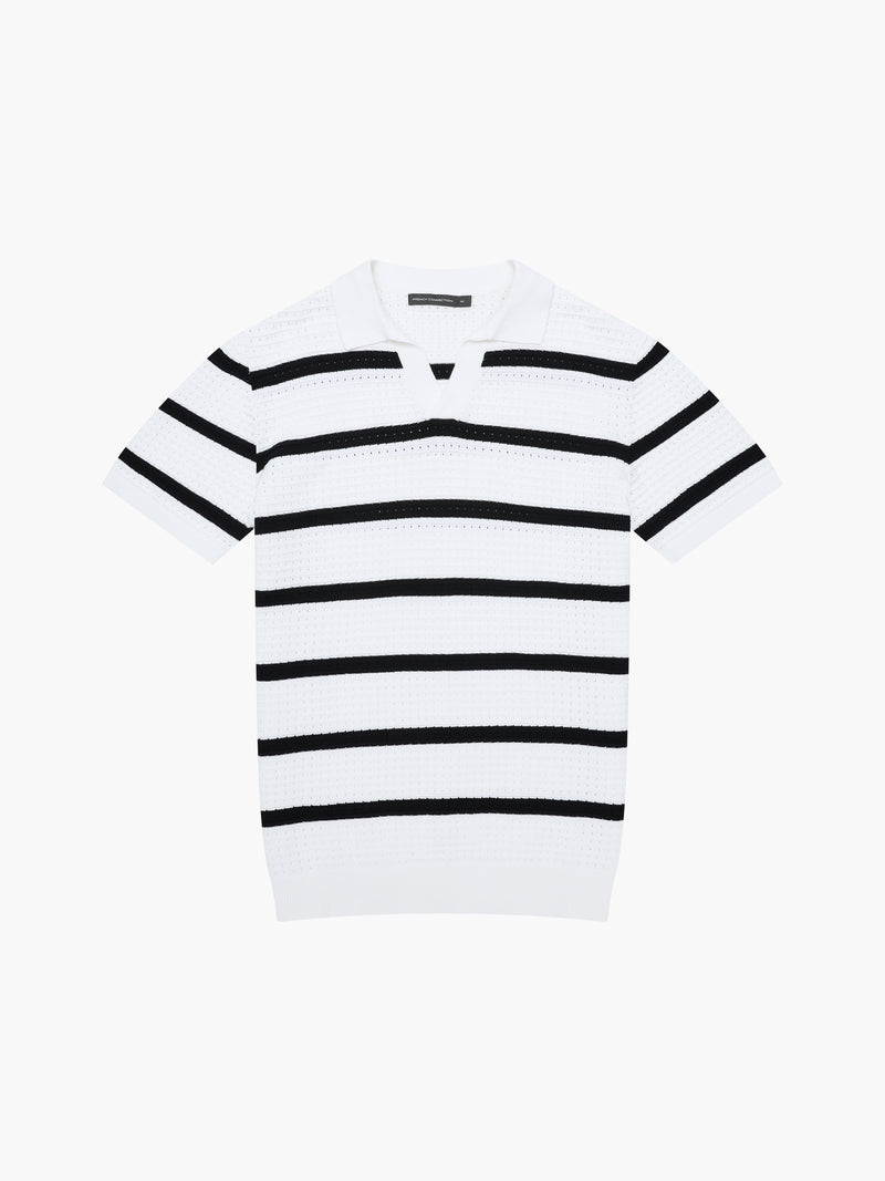 Striped Textured Trophy Neck Shirt