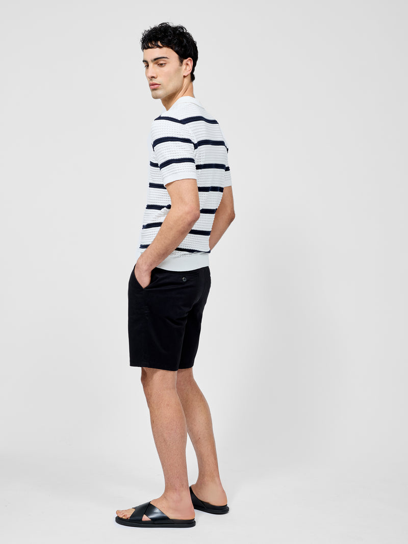 Striped Textured Trophy Neck Shirt