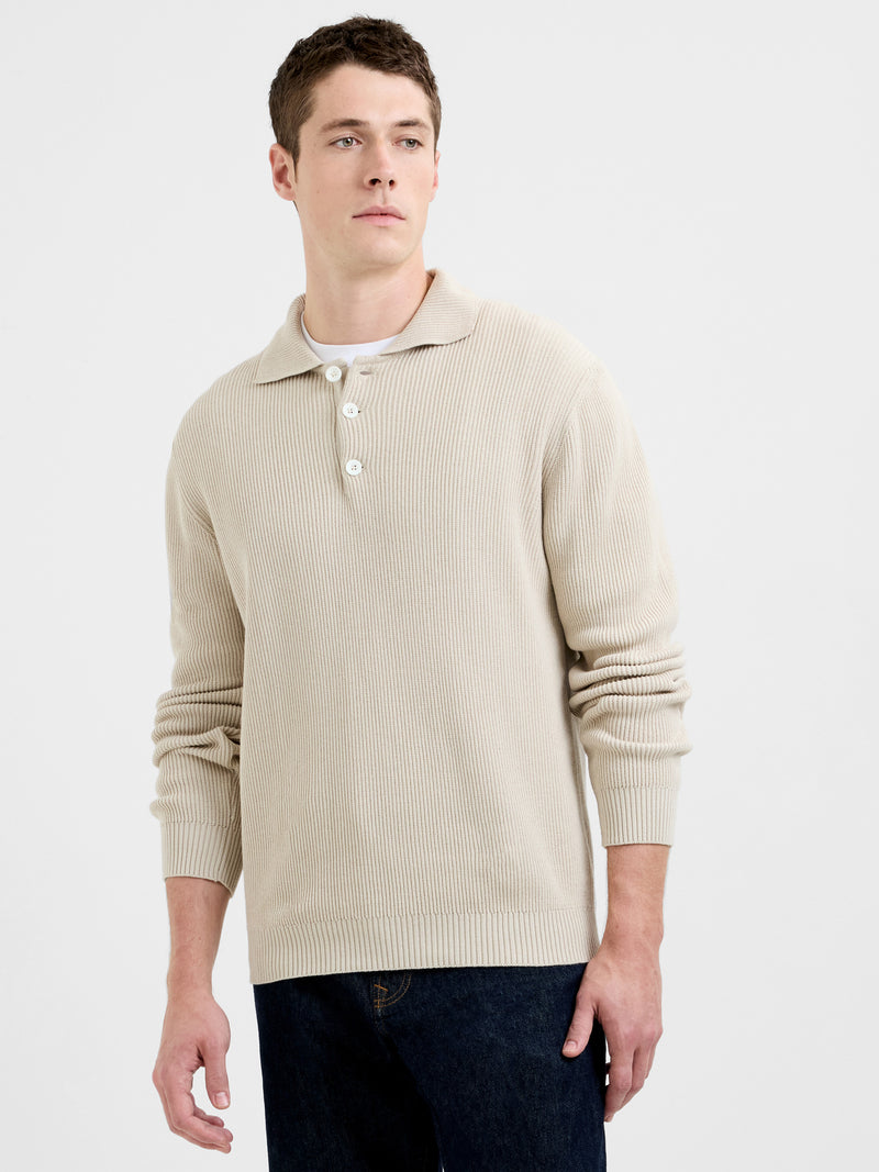 Heavy Knitted Long Sleeve Polo Jumper