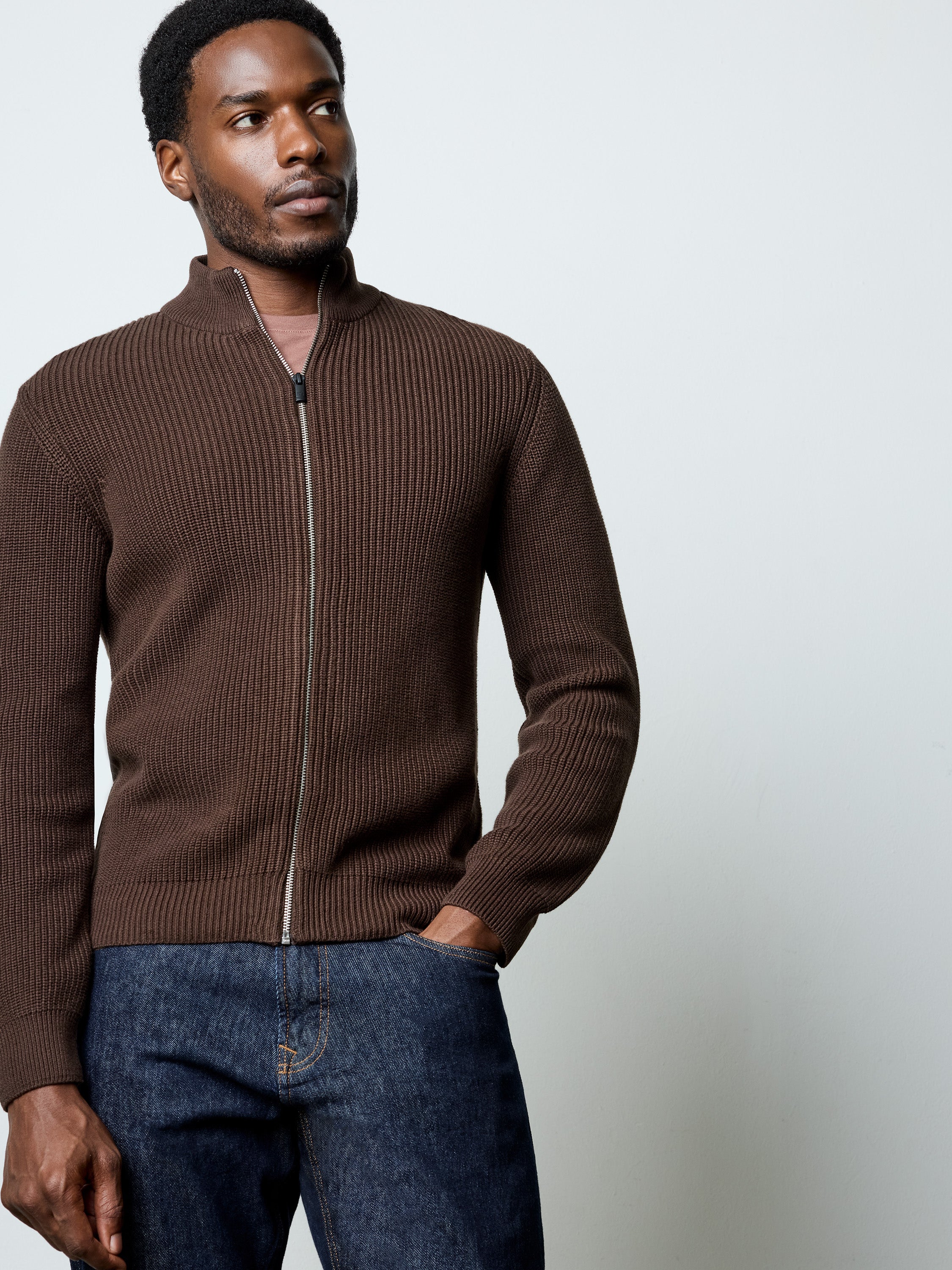 Full Zip Funnel Neck Jumper