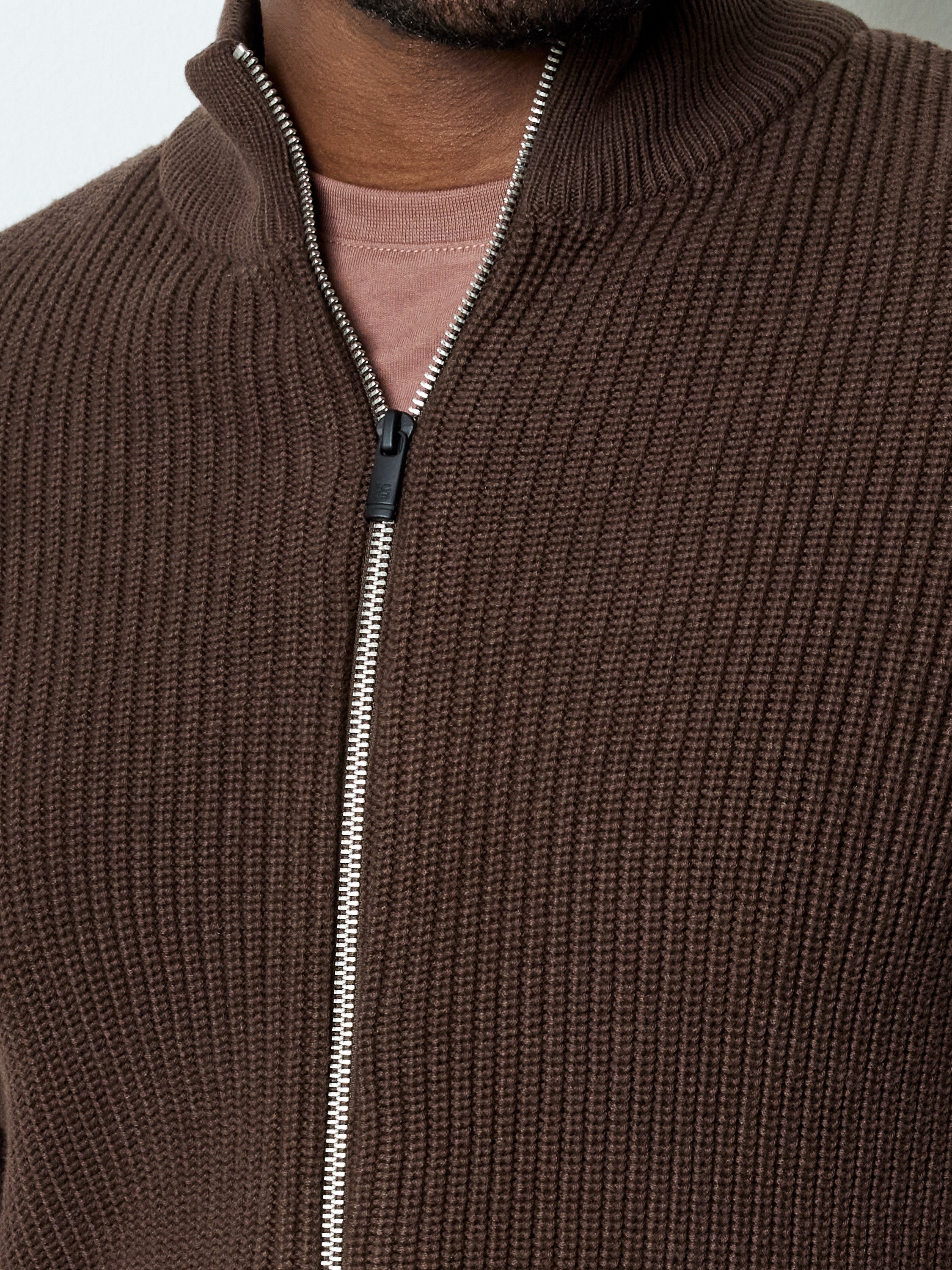 Full Zip Funnel Neck Jumper