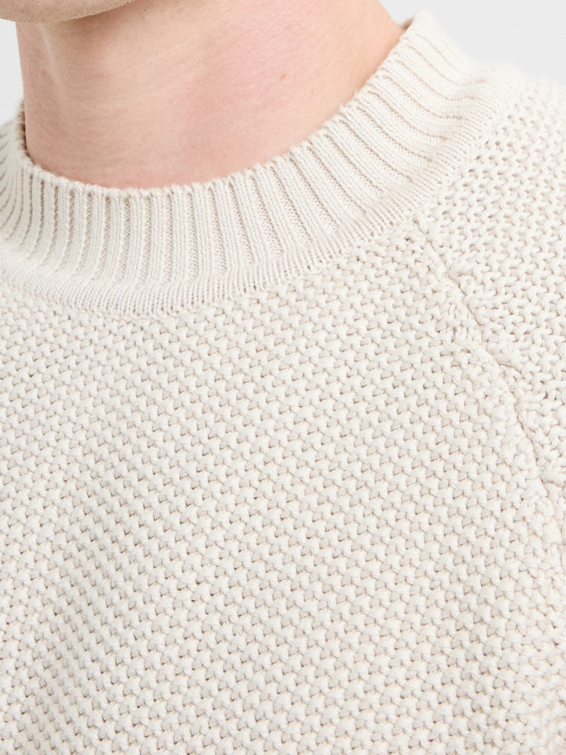 Crew Neck Purl Stitch Jumper