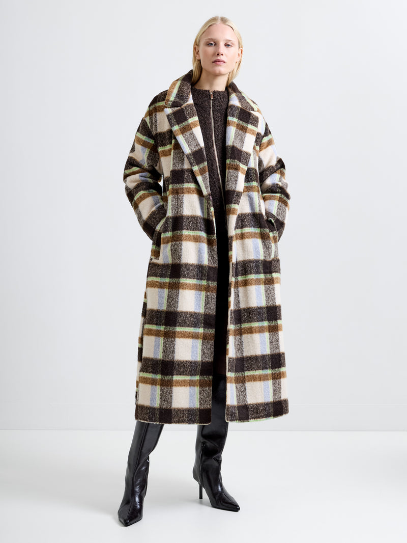Remi Check Belted Coat