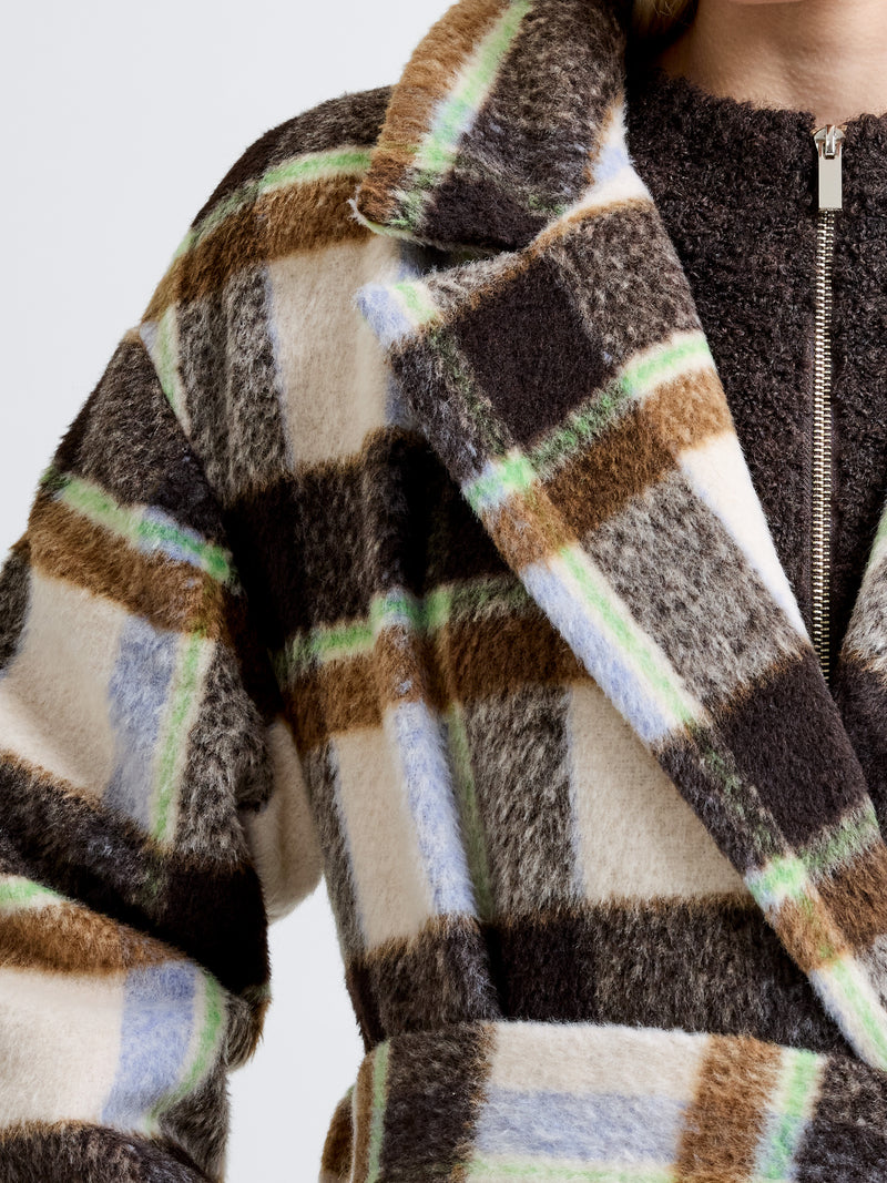 Remi Check Belted Coat