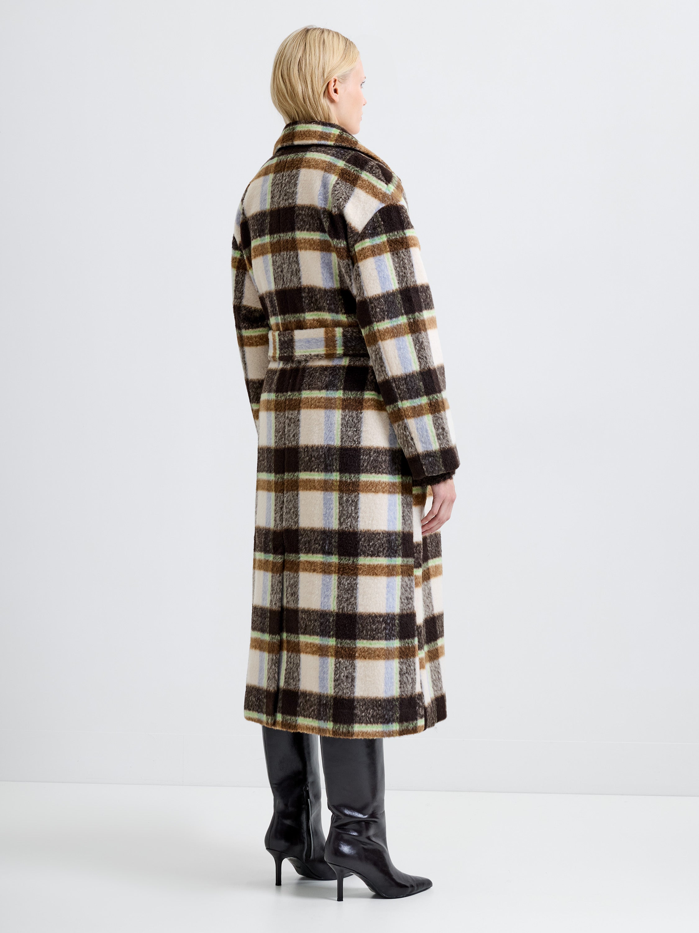 Remi Check Belted Coat