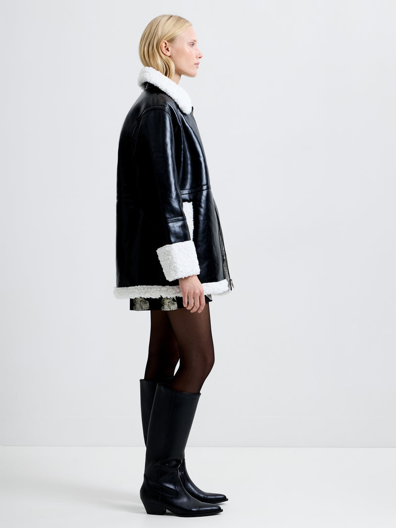 Ajani PU Faux Fur Coat