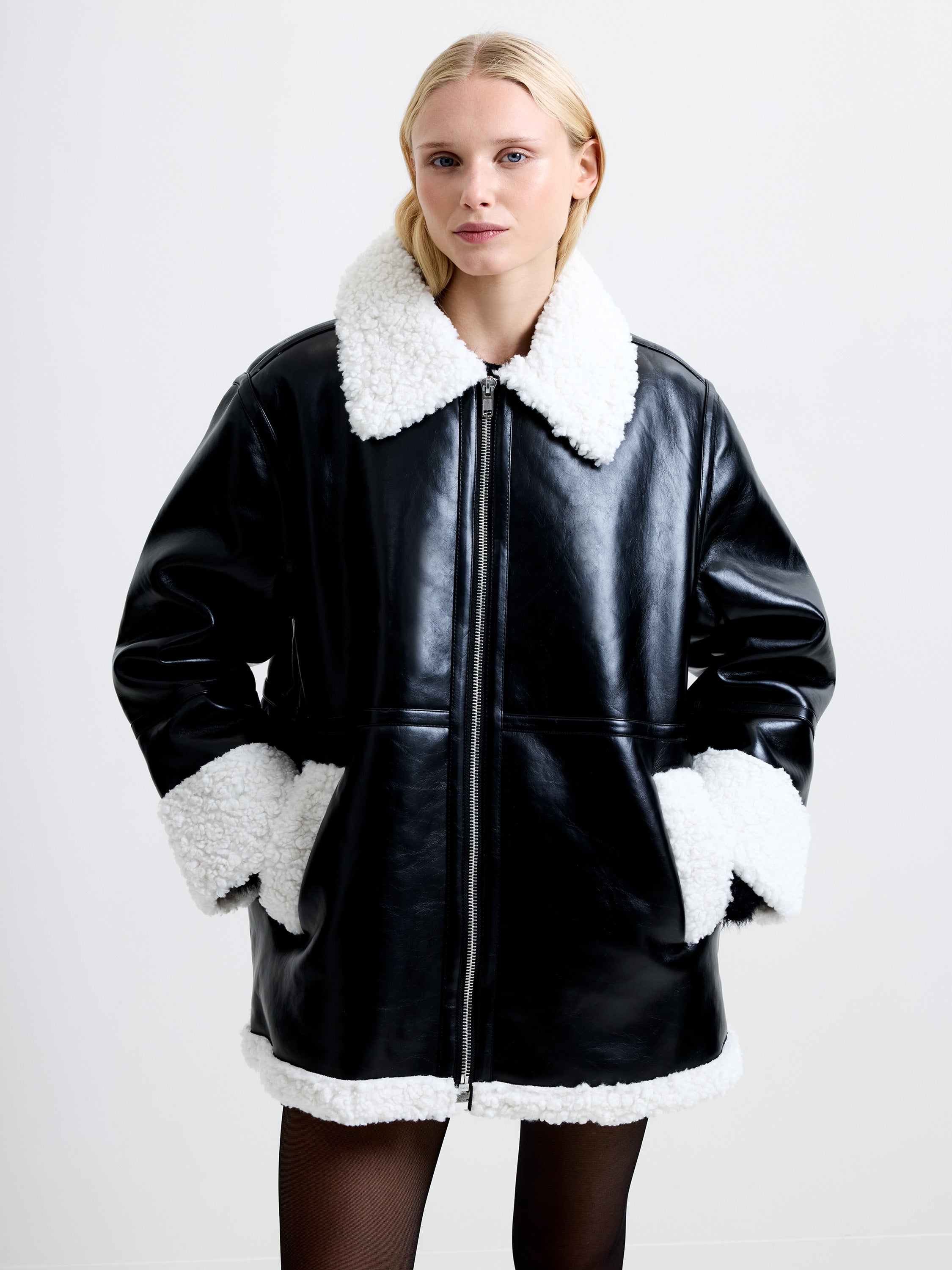 Ajani PU Faux Fur Coat