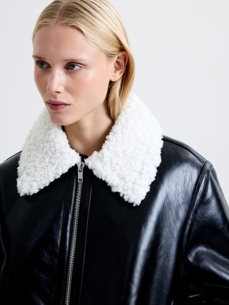 Ajani PU Faux Fur Coat