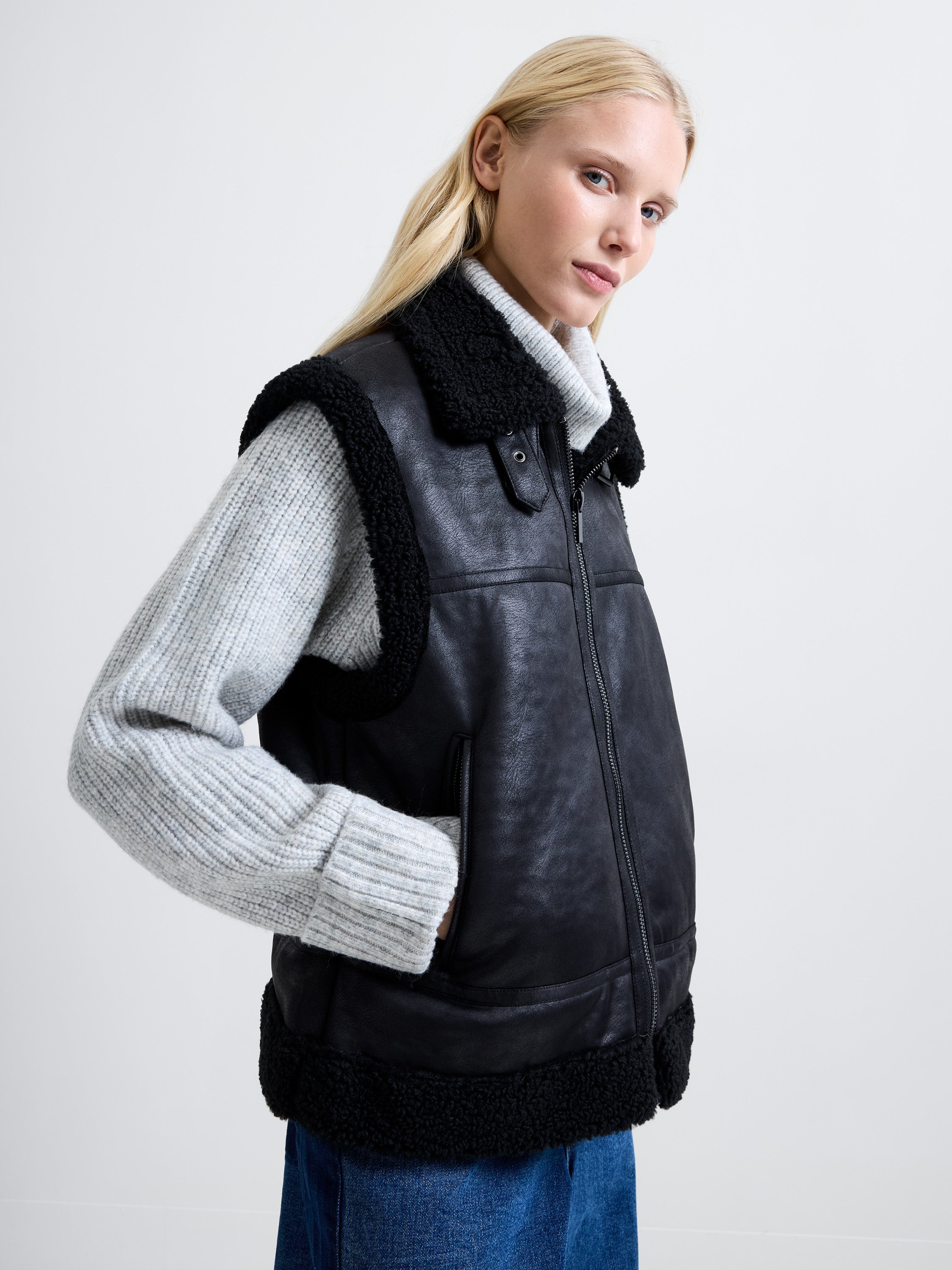 Camry Faux Suede Sleeveless Gilet