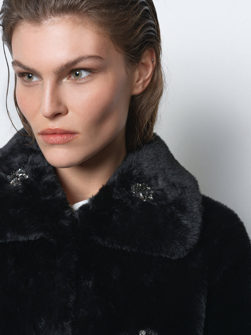 Theresa Faux Fur Diamante Short Coat