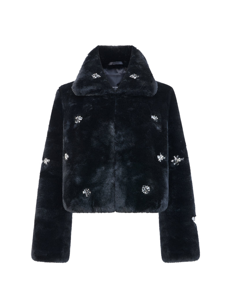 Theresa Faux Fur Diamante Short Coat