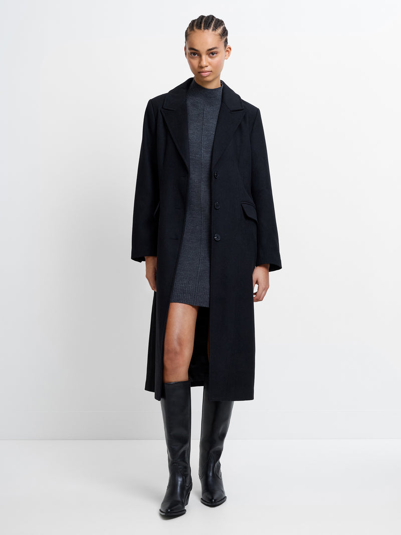 Single Breasted Wool Blend Coat