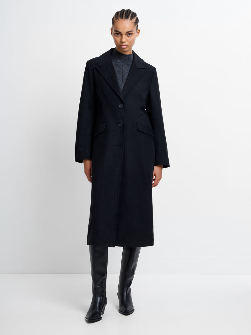 Single Breasted Wool Blend Coat
