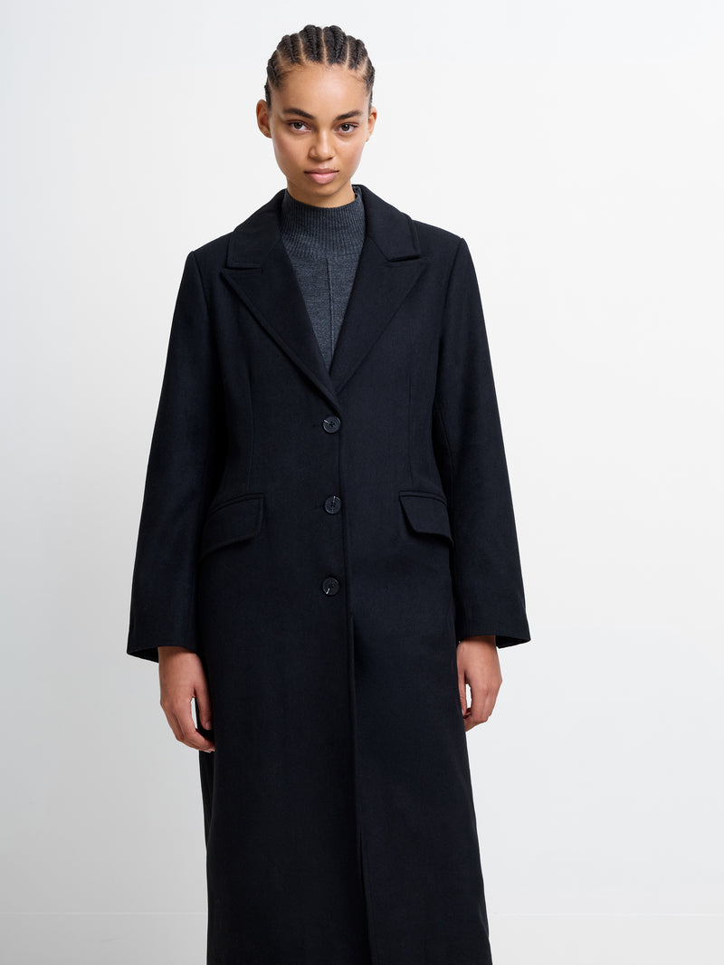 Single Breasted Wool Blend Coat