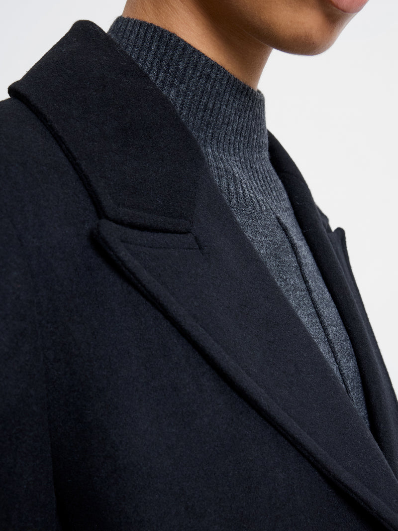 Single Breasted Wool Blend Coat