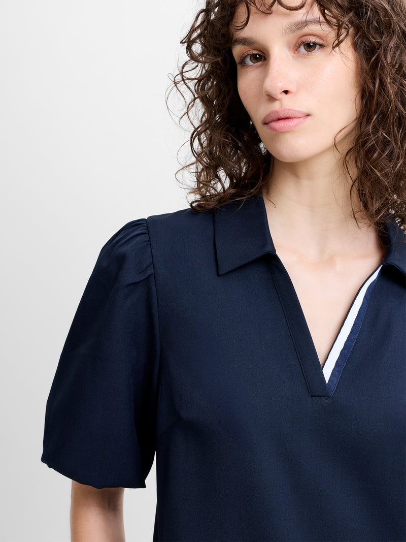 Salma Suiting Puff Sleeve Pleated Mini Dress