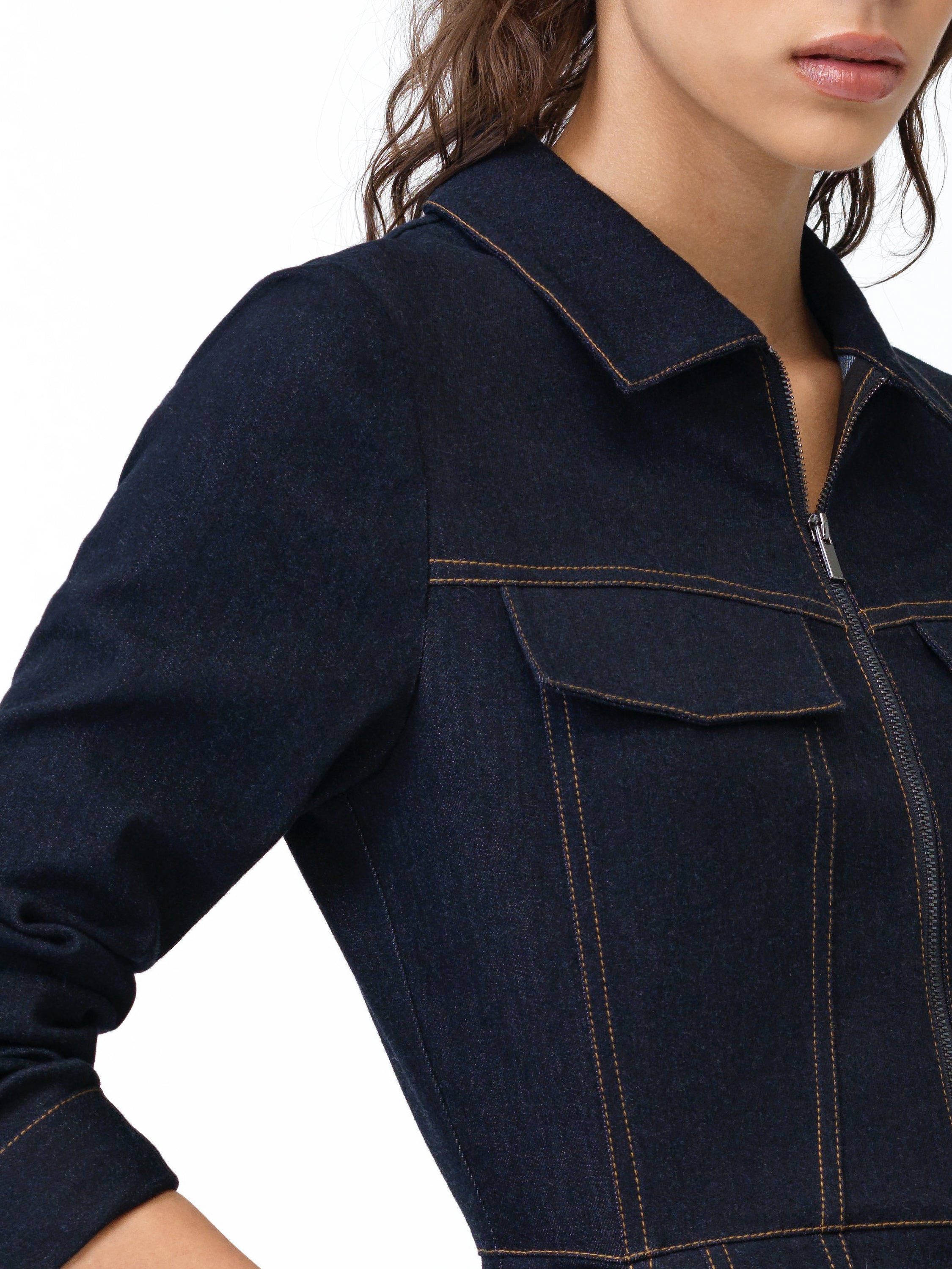 Yami Raw Wash Denim Zip Through Dress