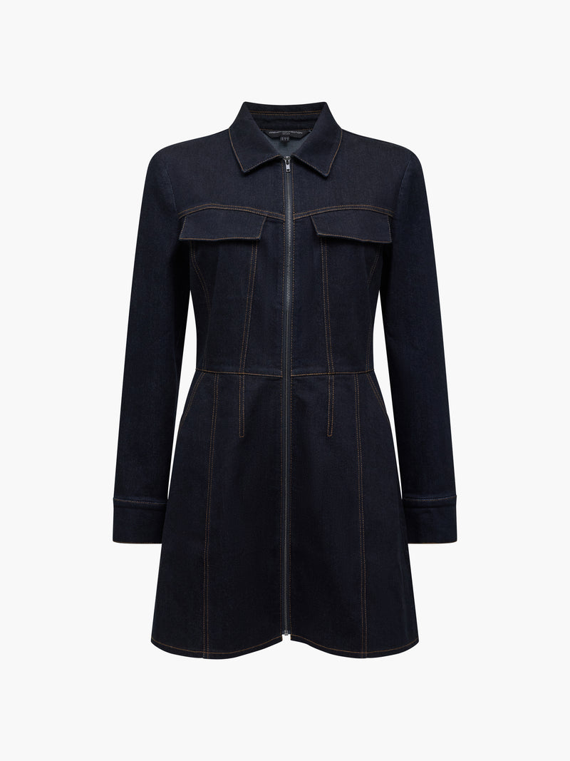 Yami Raw Wash Denim Zip Through Dress