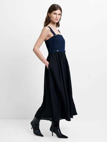 Leighton Denim Mix Midi Dress