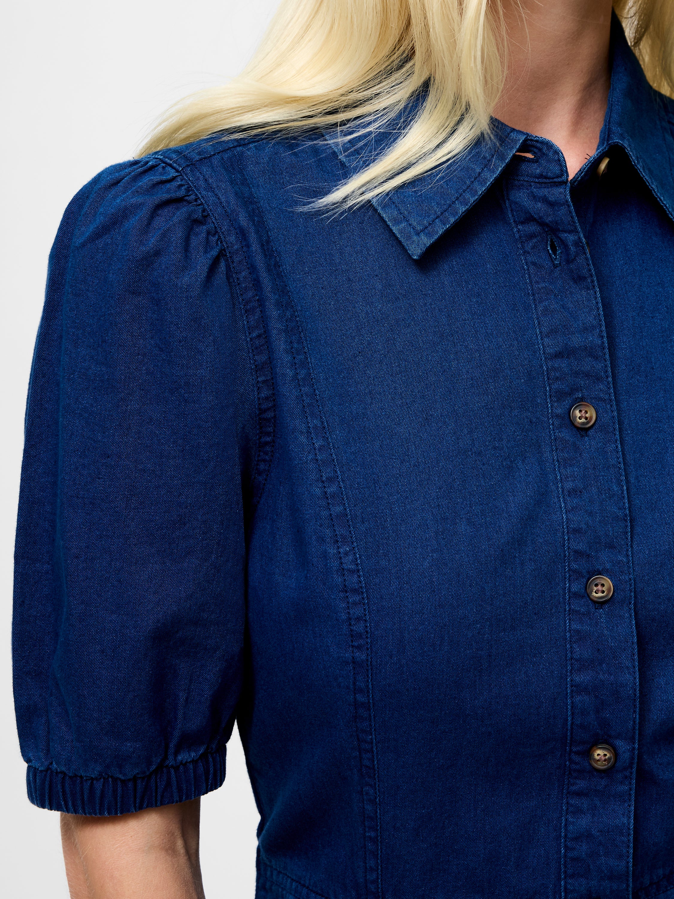 Chambray Denim Button Through Shirt Dress