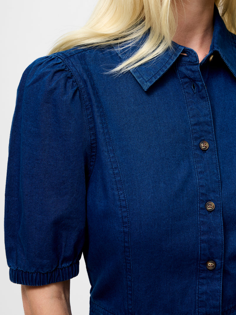 Chambray Denim Button Through Shirt Dress