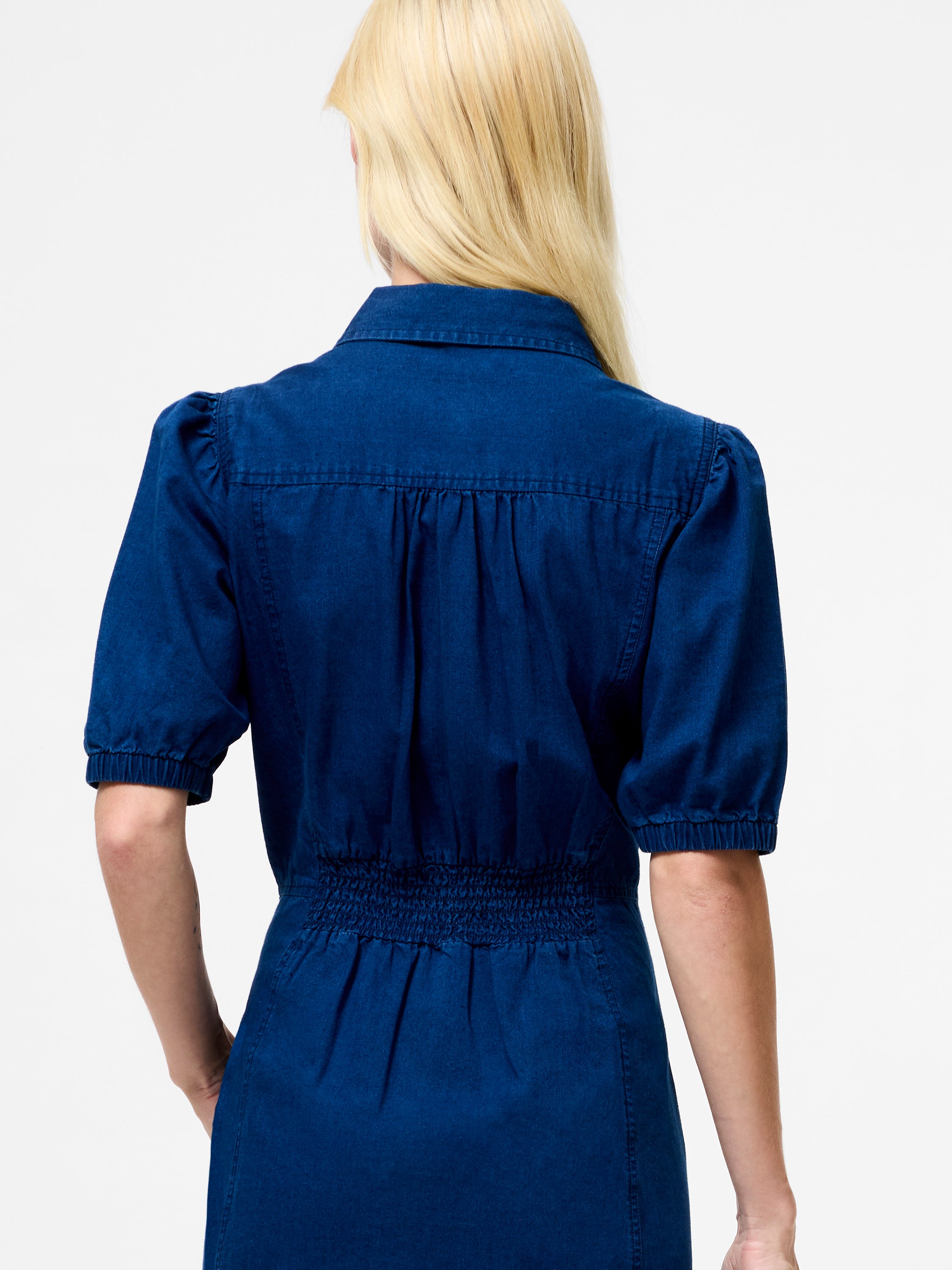 Chambray Denim Button Through Shirt Dress
