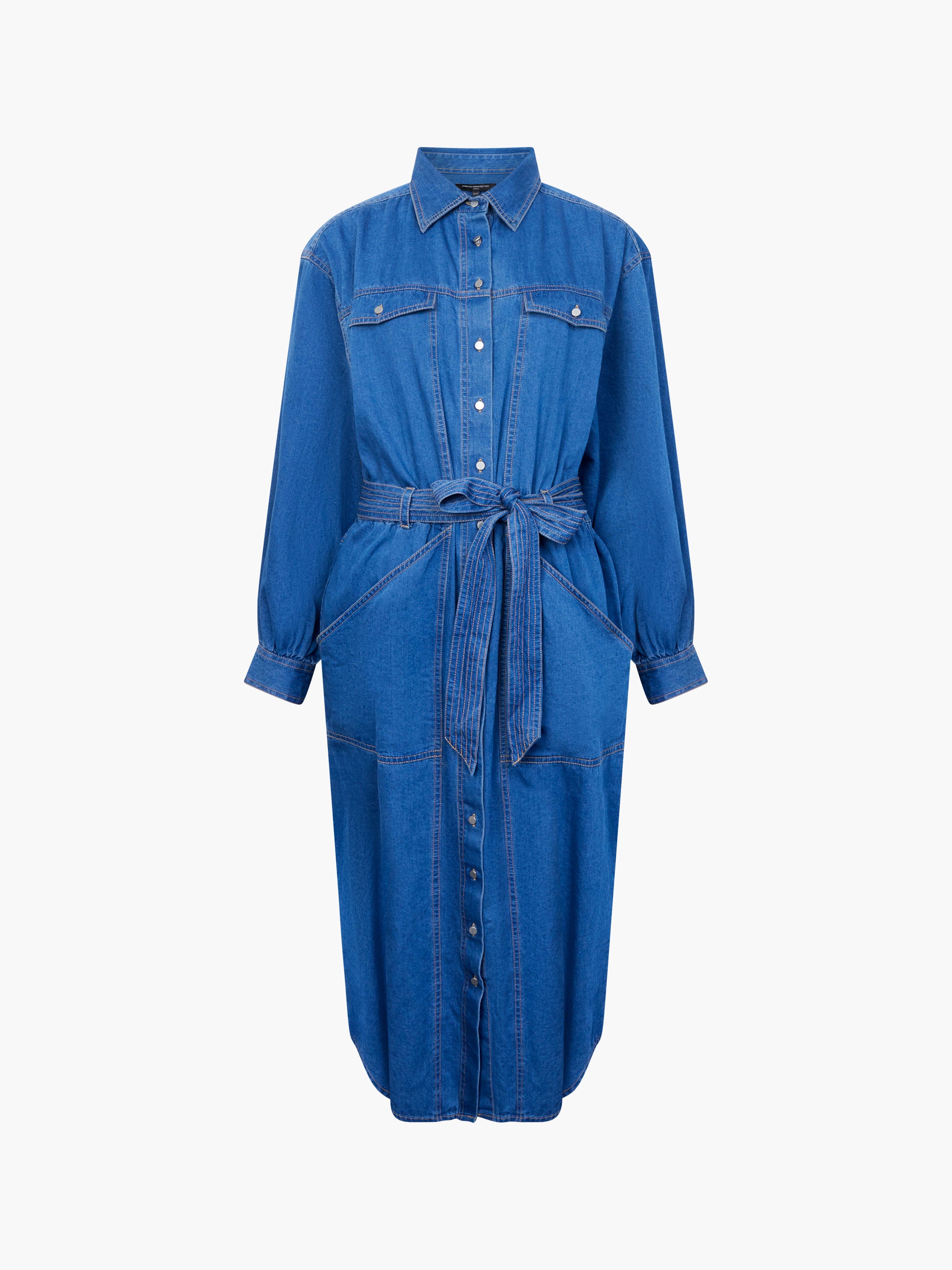 Zaves Chambray Denim Midi Dress