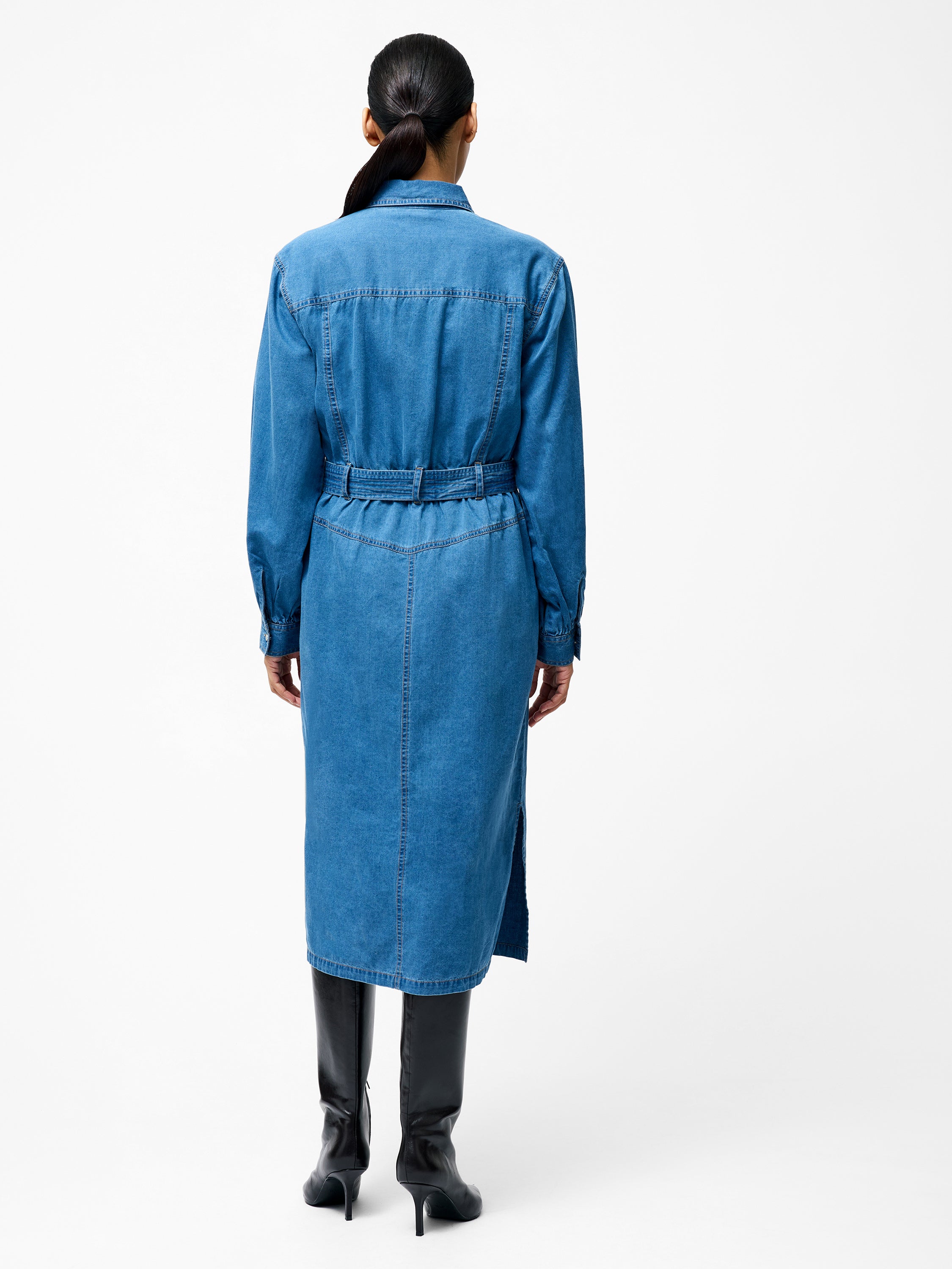 Zaves Chambray Denim Midi Dress