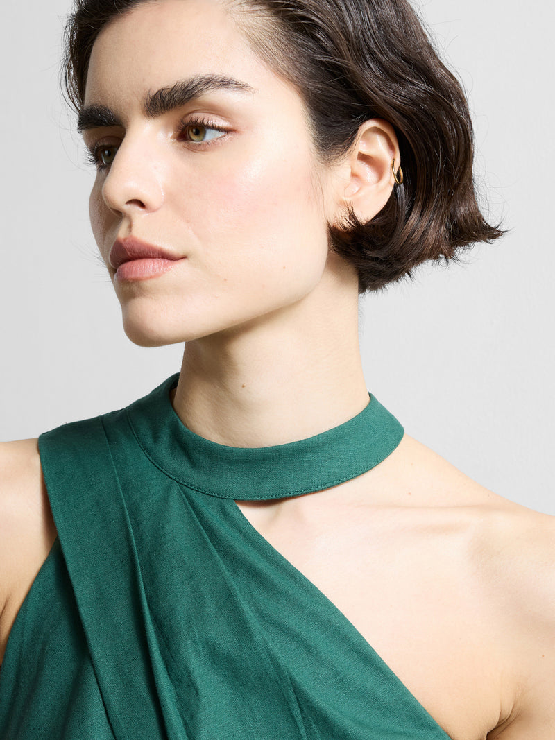Aspen Linen Blend Halterneck Midi Dress