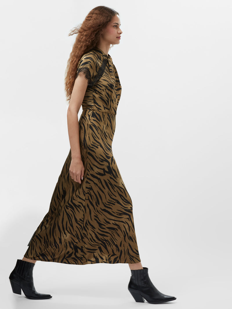 Adeline Ennis Eco Satin Lace Trim Dress